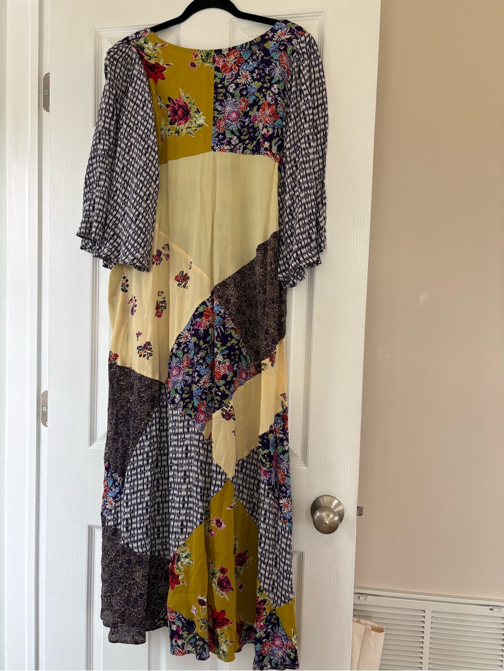 Free People Floral Patchwork Maxi Dress in Yellow, Pink and Navy size small - Picture 2 of 5